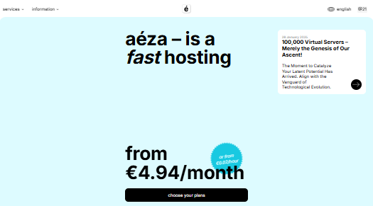 Aeza瑞典VPS特价,€1.09/月起,高性价比方案推荐-国外VPS测评
