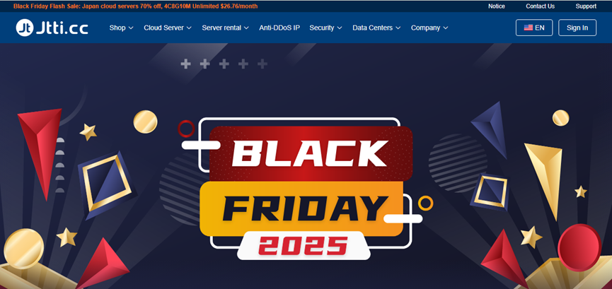 Jtti黑五闪购2025|日本云服务器年付$27.7起,4C8G10Mbps独享带宽不限流量$26.76/月,大陆直连优化线路,延迟低至50ms,IP纯净,开放25端口-老刘博客