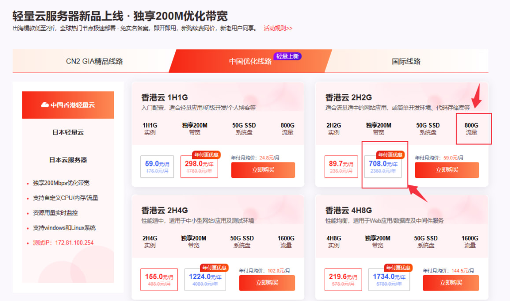 Jtti香港轻量云服务器测评:2C2G/200Mbps专用带宽/1000GB月流量,终身循环$87/年是否值得入手?